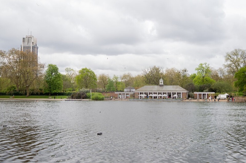 The Serpentine lake in Hyde Park, London on a clear day