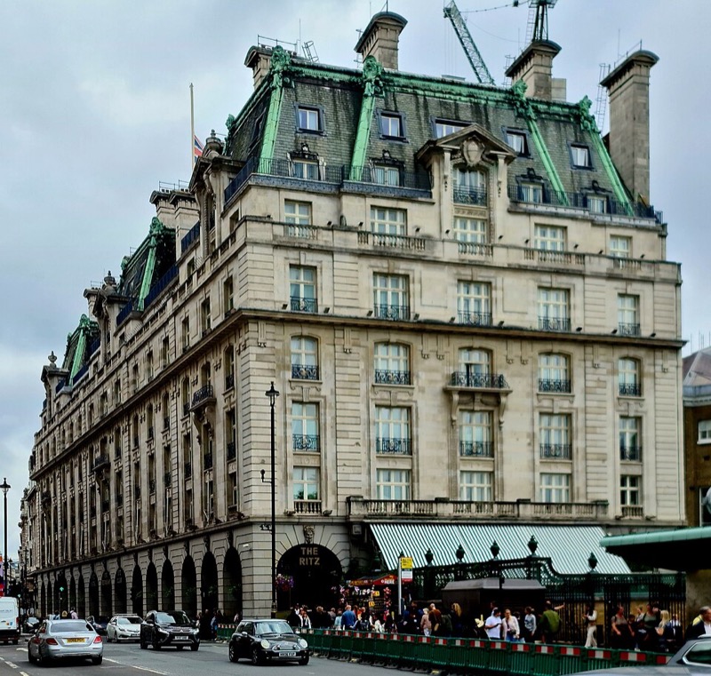 The Ritz London's neoclassical Piccadilly facade with its famous arcade