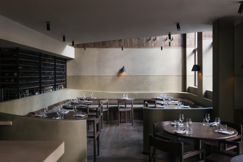 The bright Aegean dining room at OMA above Borough Market